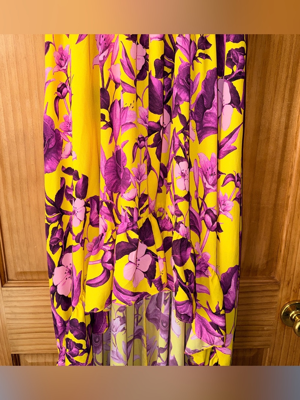 Boston Proper Yellow High Low Maxi Dress w/Pink-Purple Floral Print-M-EC - Picture 6 of 15